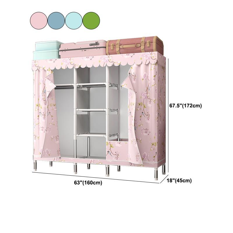 シルバースチールフレームワードローブキャビネットコンテンポラリーホームワードローブ