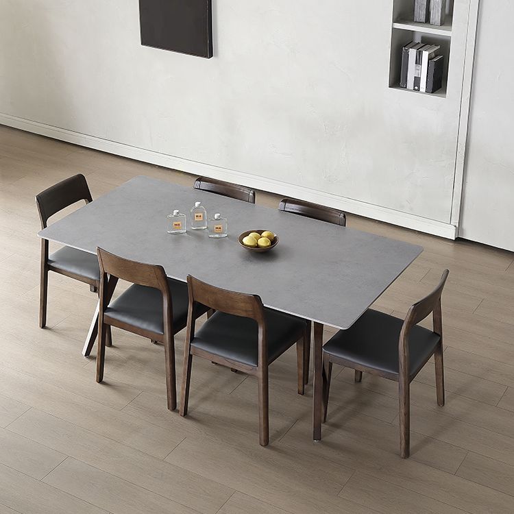 Mid-Century Modern Rectangle Dining Table Grey Sintered Stone Table Clearhalo ' dining_table' 'Dining Tables & Seating' 'Dining Tables' 'furn' 'furn_dining_table' 'Furniture' 'furniture_dining_table' 'Kitchen & Dining Furniture' 'kitchen&dining_furn' 'kitchen' 'kitchen_dining_table' 1200x1200_121f8723-0522-419b-ad47-6ad05c939ec1