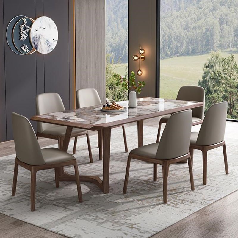 Designer Style 1/4/5/7 Pieces Dining Set Sintered Stone Dining Table with Leather Chairs Clearhalo 'Dining Room Sets' 'Dining Tables & Seating' 'dining_room_set' 'furn' 'furn_dining_room_set' 'Furniture' 'furniture_dining_room_set' 'Kitchen & Dining Furniture' 1200x1200_122151d1-5ec3-4c4d-98ef-30ffccedc7c3