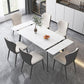 Modern White Rectangular Stone Dining Table with 4 Steel Foot
