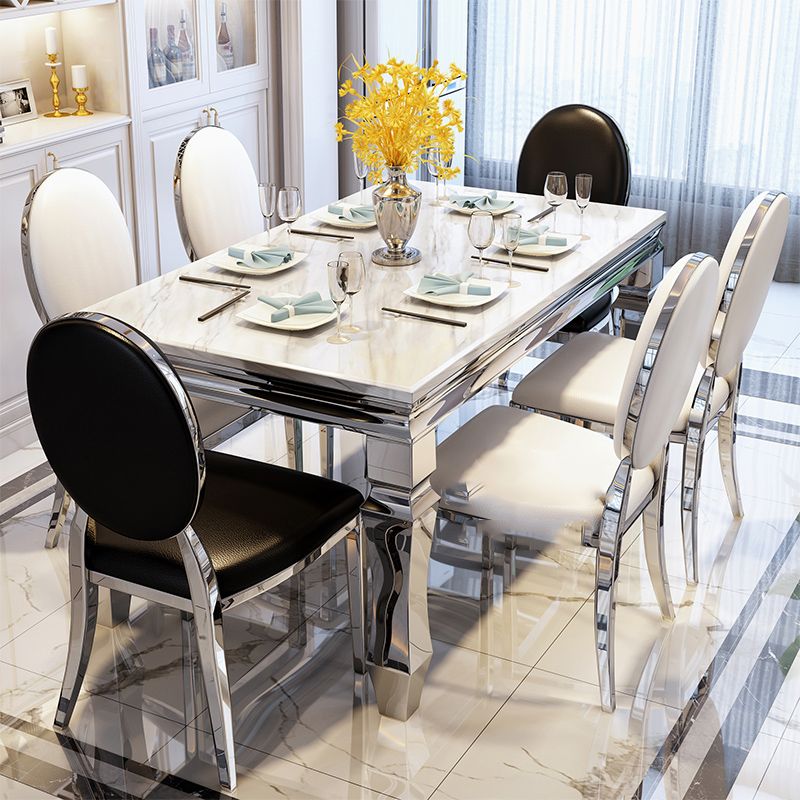 Nordic Rechthoekige Eettafel Marmeren Eetkamercollectie met 4-voet