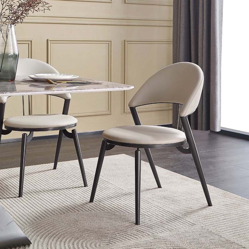 Armless Upholstered Dining Chairs Faux Leather Kitchen Dining Side Chair