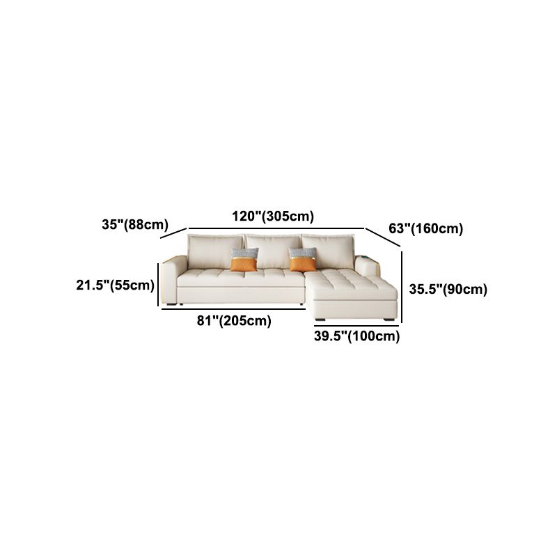 White Modern Sofa Bed with Storage USB Charging Convertible Sectional Clearhalo 'furn' 'furn_sectionals' 'Furniture' 'Living Room Furniture' 'Sectionals' 1200x1200_12253518-940e-4735-a376-5b435bc1adb3