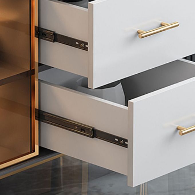 Portes de verre en pierre de buffre glamour avec armoire et tiroirs