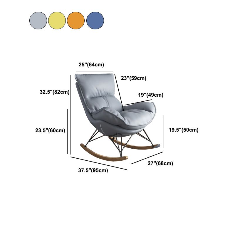 Zeitgenössischer Schaukelstuhl Baumwollpolsterte Tufted Flügelstuhl Rücken Baby Schaukelstuhl