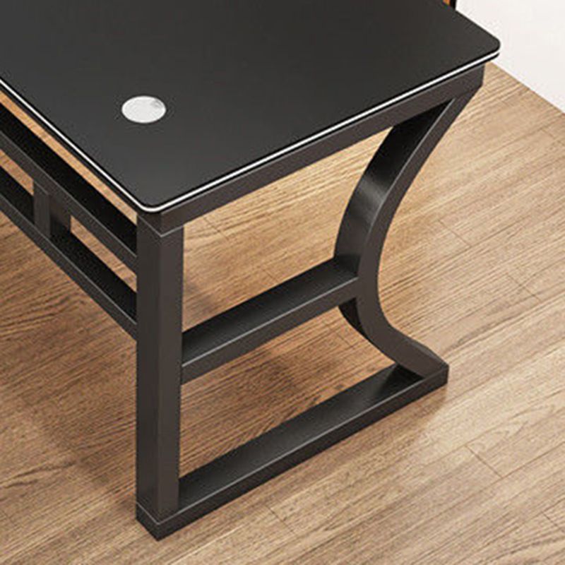 Industrial Wooden Computer Desk Sled Base 29.53" Tall Gaming Desk with Steel Legs Clearhalo 'furn' 'furn_office_desk' 'Furniture' 'Office Desks' 'Office Furniture' 'office_desk' 1200x1200_12276161-d286-4851-be0d-6b9c98f12afc