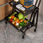 17.5"L x 12"W x 37"H Modern Metal Prep Table Open Storage Rolling Prep Table with Basket