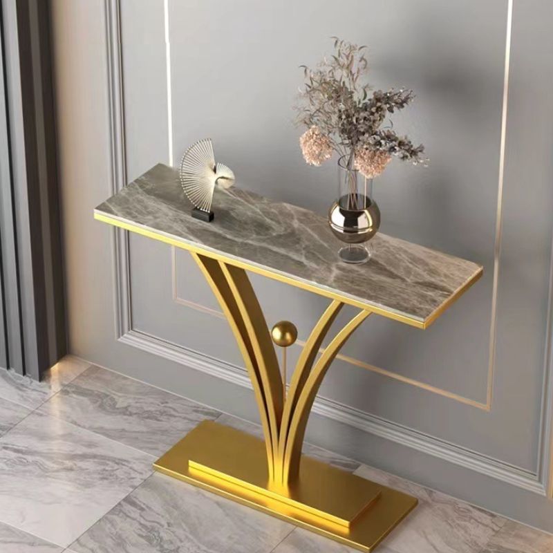 Mesa de sofá de la consola de piedra contemporánea Mesa de metal rectangular para el pasillo