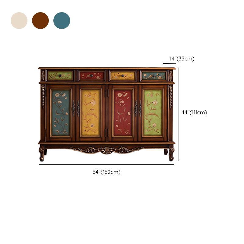 Cabinet accentué des jambes de cabriole industrielle armoire de rangement en bois massif avec tiroir