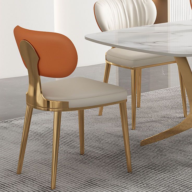 Glam Metal Dining Chairs Open Back Dining Side Furniture in Matte Finish Clearhalo 'Dining Chairs' 'Dining Tables & Seating' 'dining_chair' 'furn' 'furn_dining_chair' 'Furniture' 'Kitchen & Dining Furniture' 1200x1200_122f49f7-5182-4080-8e0f-ec2c43889031