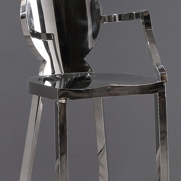 Industrial Style Counter Stool Silver Metal Bar Stool for Living Room