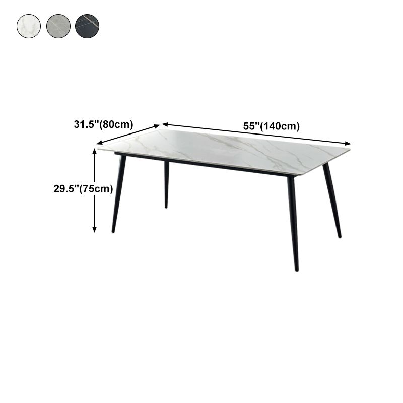 Stone Top Dining Table Traditional Luxury Table with 4 Black Legs Clearhalo 'Dining Tables & Seating' 'Dining Tables' 'dining_table' 'furn' 'furn_dining_table' 'Furniture' 'furniture_dining_table' 'Kitchen & Dining Furniture' 'kitchen' 'kitchen_dining_table' 1200x1200_1231c64f-38ef-499a-8c5a-bad34e4c67f8