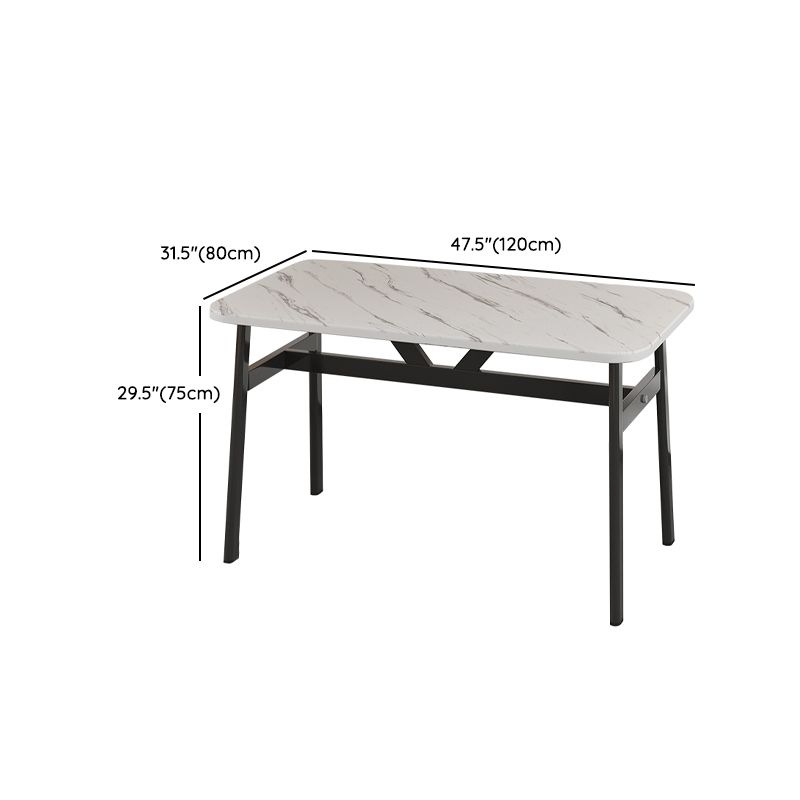 Eigentijdse witte rechthoekige houten eettafel met 4 voet
