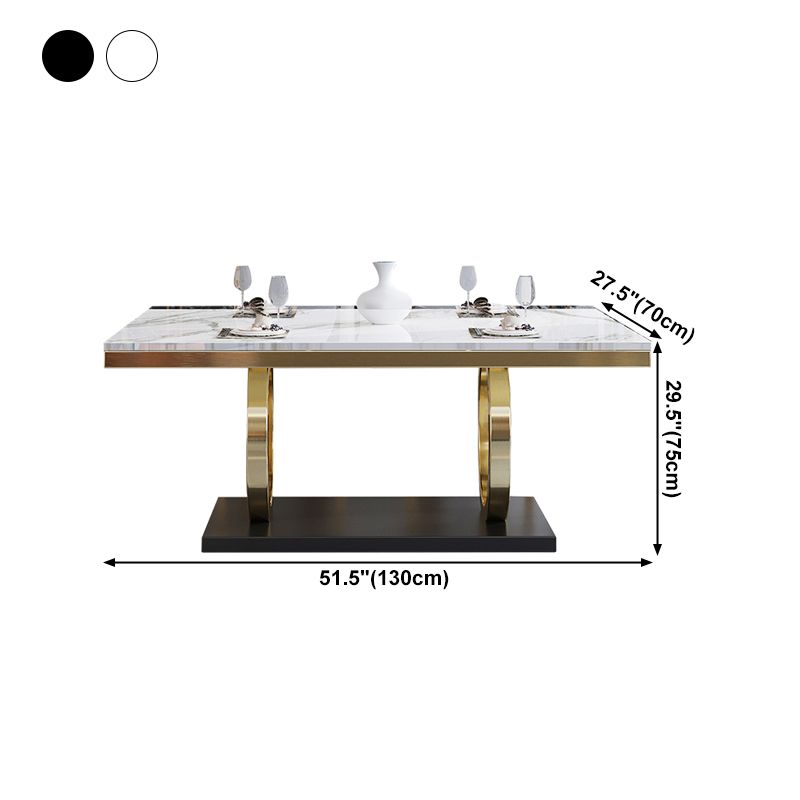 Rectangle Traditional Luxury Dining Table Gold Trestle Base Table for Dining Room Clearhalo ' dining_table' 'Dining Tables & Seating' 'Dining Tables' 'furn' 'furn_dining_table' 'Furniture' 'furniture_dining_table' 'Kitchen & Dining Furniture' 'kitchen&dining_furn' 'kitchen' 'kitchen_dining_table' 1200x1200_123add0a-bcd2-40c2-a440-0a86382b2a2b