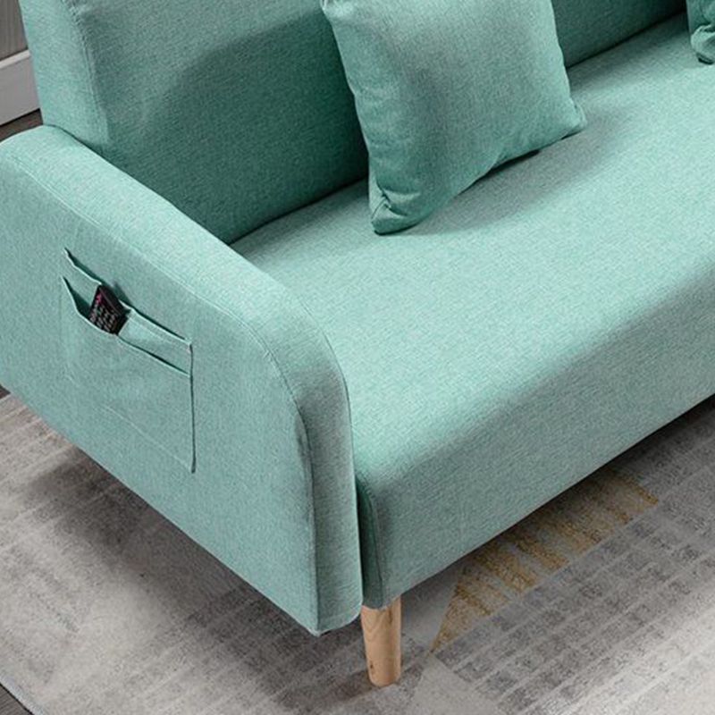 Linen Square Arm Sofa Slipcovered Convertible Sofa with Storage