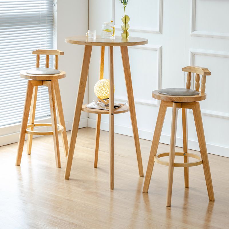 Modern Rotatable Backrest Counter Stool Wood Bar Stool with Leather Cushion and Pedal Clearhalo 'Bar Furniture' 'Bar Stools' 'bar_stools' 'furn' 'furn_bar_stools' 'furniture_bar_stools' 'Kitchen & Dining Furniture' 'kitchen&dining_furn' 'kitchen' 'kitchen_furn' Furniture' 1200x1200_123ce9e4-c132-4eda-973c-a60b567c003e