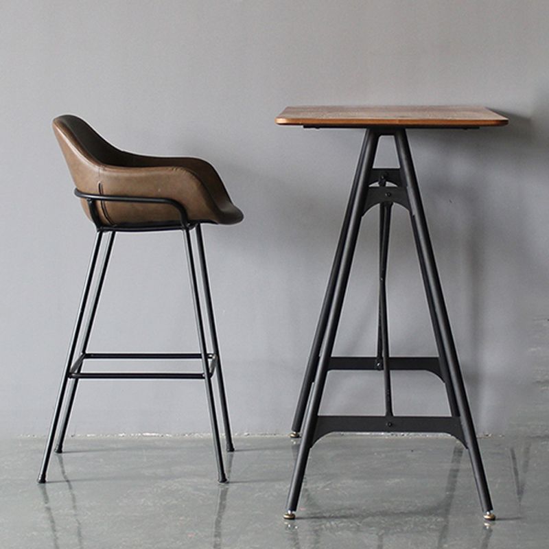 Contemporary Leather Armed Barstool Matte Finish Footrest Low Back Stool Clearhalo 'Bar Furniture' 'Bar Stools' 'bar_stools' 'furn' 'furn_bar_stools' 'Furniture' 'furniture_bar_stools' 'Kitchen & Dining Furniture' 1200x1200_123dc825-6490-4cac-9cee-e754e6d8c421