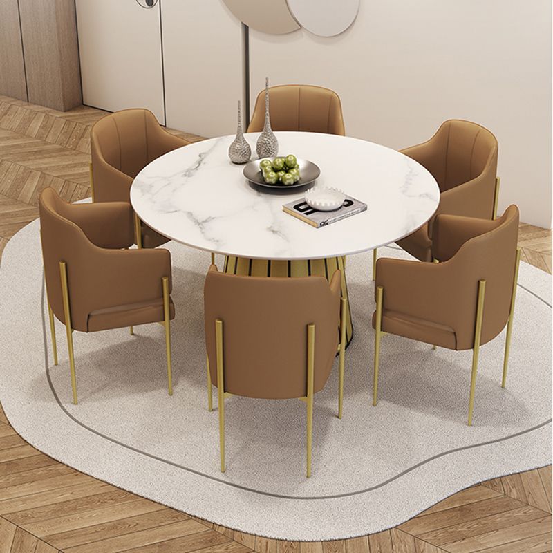 Nordic Round Stone Dining Table 1/7 Pieces Dining Set for Cafe