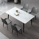 Rectangle Stone Dining Table Modern Dining Table with 4 Black Legs Clearhalo 'Dining Tables & Seating' 'Dining Tables' 'dining_table' 'furn' 'furn_dining_table' 'Furniture' 'furniture_dining_table' 'Kitchen & Dining Furniture' 1200x1200_1241387a-b3e0-421f-94e4-ad8331c89501