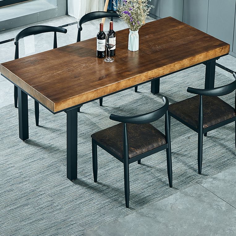 Traditional Style Solid Wood Dining Set with Walnut Table and 4 Black Legs Base Clearhalo 'Dining Room Sets' 'Dining Tables & Seating' 'dining_room_set' 'furn' 'furn_dining_room_set' 'Furniture' 'furniture_dining_room_set' 'Kitchen & Dining Furniture' 'kitchen&dining_furn' 'kitchen' 1200x1200_12439a6e-41e7-48ef-a0b7-a73b19649fb6