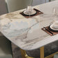Glam Style Sintered Stone Dining Set with Traditional Height Table and Golds Trestle Base Clearhalo 'Dining Room Sets' 'Dining Tables & Seating' 'dining_room_set' 'furn' 'furn_dining_room_set' 'Furniture' 'furniture_dining_room_set' 'Kitchen & Dining Furniture' 'kitchen&dining_furn' 'kitchen' 1200x1200_1243f802-faa9-4286-b733-75c456e8c0b1