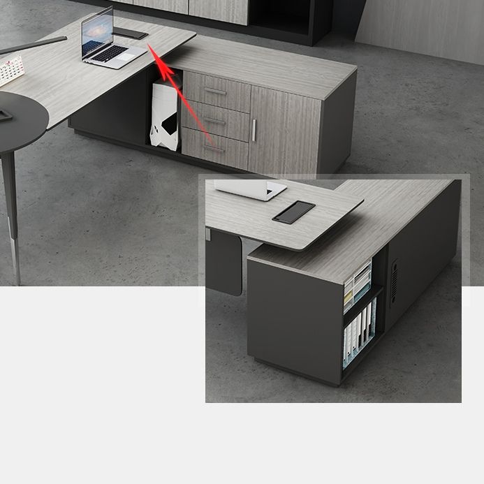 Zeitgenössischer Sockel Executive Desk Holz Office Desk mit Dateischrank