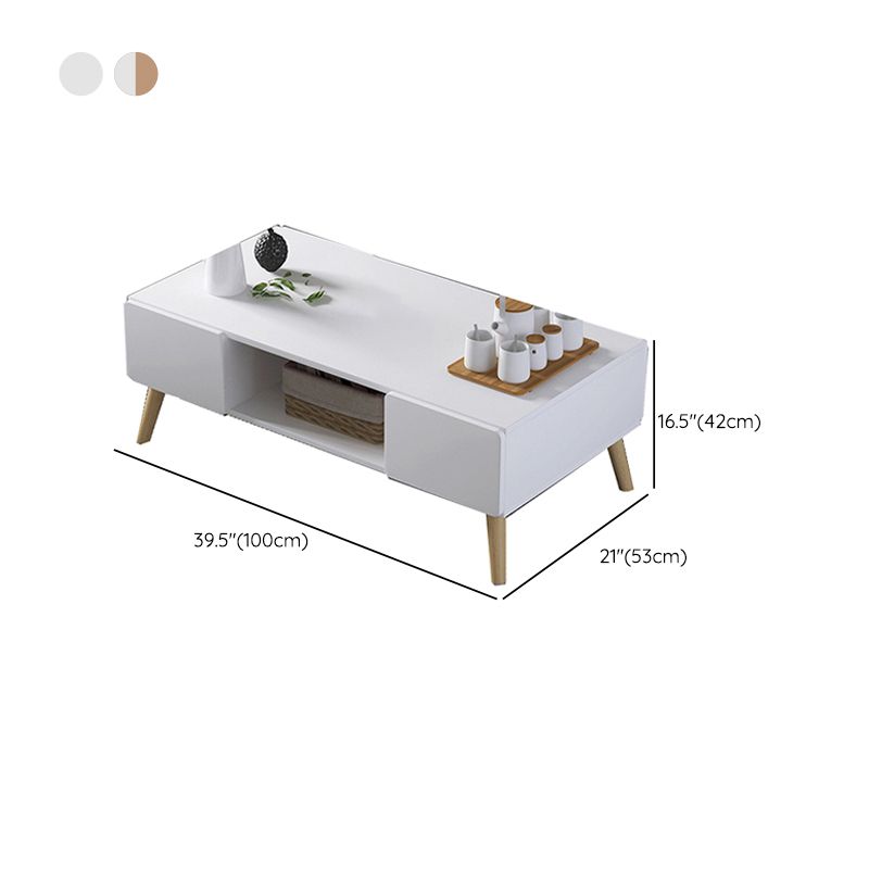 Modern Rectangle Wooden Coffee Table 4 Legs Cocktail Table with Storage Clearhalo 'Coffee & Accent Tables' 'Coffee Tables' 'coffee_tables' 'furn' 'furn_coffee_tables' 'Furniture' 'Living Room Furniture' 1200x1200_124500b8-7fbb-4879-8fdd-5e51e5f338aa