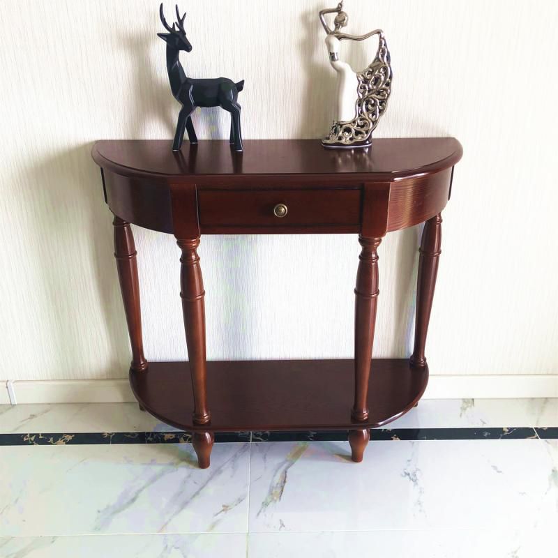 Mid-Century Modern Sofa Table Half Moon Floor Shelf Dark Brown Console Table Clearhalo 'Console Tables' 'console_tables' 'Entry & Mudroom Furniture' 'furn' 'furn_console_tables' 'Furniture' 1200x1200_1245807d-9480-482e-8eab-f236f94029e9