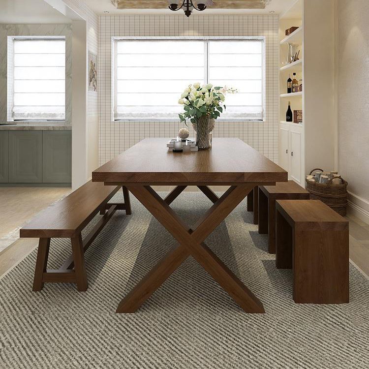 Mesa de comedor de madera de estilo industrial Mesa de comedor rectangular con patas de madera