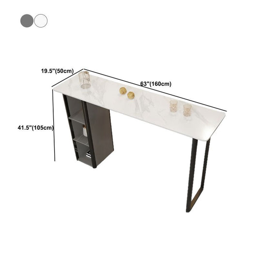 Tavolo da barra di pietra contemporanea barra a doppio piedistallo scrivania con scaffale