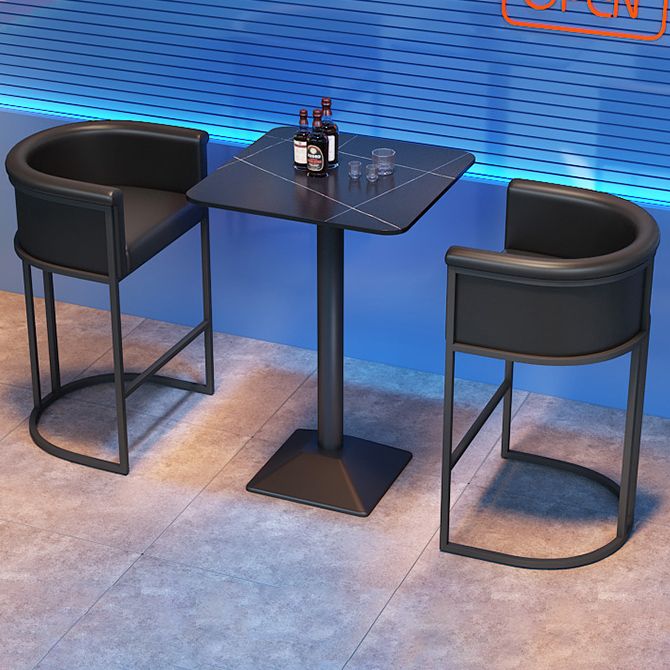 Industrial 1/2/3 Pièces Table de table noire set Round Bistro Set avec des tabourets arrière solides
