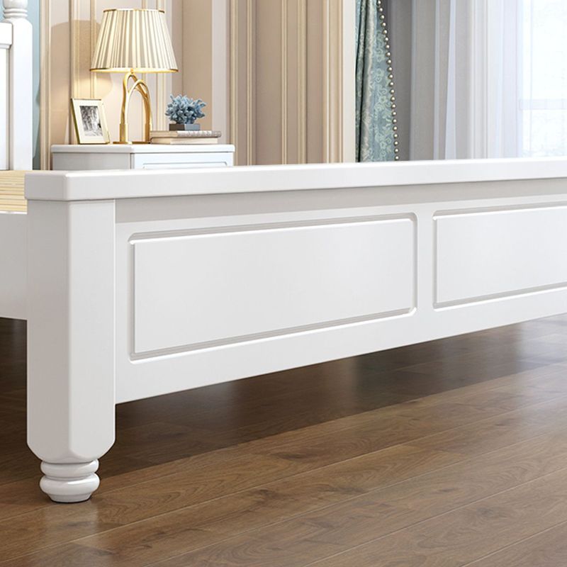 Victorian Style White Standard Bed Pine Wood Bed Frame with Custom Gold Legs