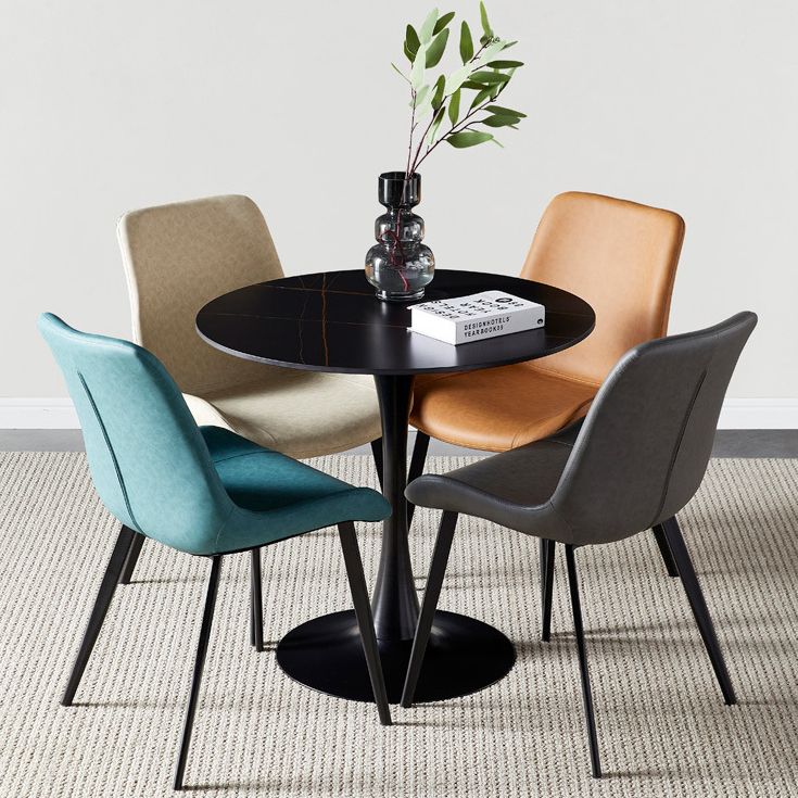 Round Tulip Base Modern Dining Table Two-Color Fixed Table with Sintered Stone Clearhalo ' dining_table' 'Dining Tables & Seating' 'Dining Tables' 'furn' 'furn_dining_table' 'Furniture' 'furniture_dining_table' 'Kitchen & Dining Furniture' 'kitchen&dining_furn' 'kitchen' 'kitchen_dining_table' 1200x1200_124b9f1b-2b48-4a7f-adc0-95acd611d31f