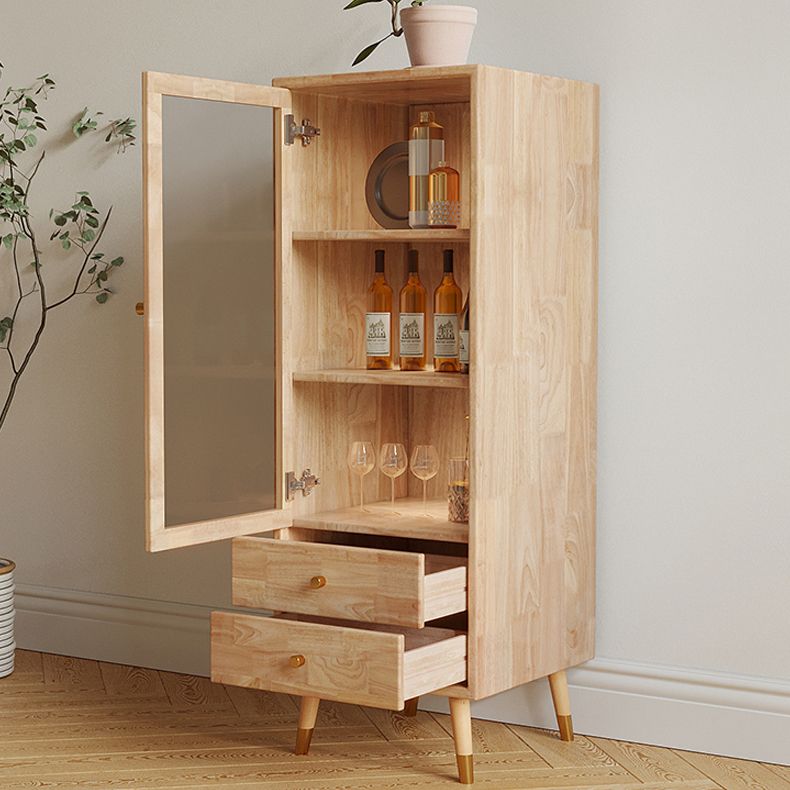 Modernist Cabinet Natural Finish Side Cabinet with Glass Paned