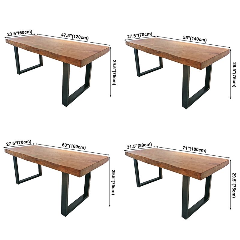 Metal Industrial Rectangle Indoor Table Solid Wood Top Table with Sled Base Clearhalo ' dining_table' 'Dining Tables & Seating' 'Dining Tables' 'furn' 'furn_dining_table' 'Furniture' 'furniture_dining_table' 'Kitchen & Dining Furniture' 'kitchen&dining_furn' 'kitchen' 'kitchen_dining_table' 1200x1200_124cbd95-db05-4201-8ab6-5e5f8807ed92