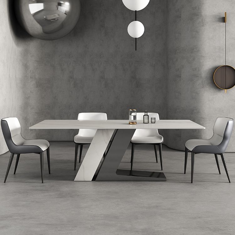 Rectangle Dining Set 1/4/5/7 Pieces Modern Sintered Stone Top Dinette Table Set Clearhalo 'Dining Room Sets' 'Dining Tables & Seating' 'dining_room_set' 'furn' 'furn_dining_room_set' 'Furniture' 'Kitchen & Dining Furniture' 1200x1200_124cc64d-1ae3-4b38-a0fa-873ce6e86528