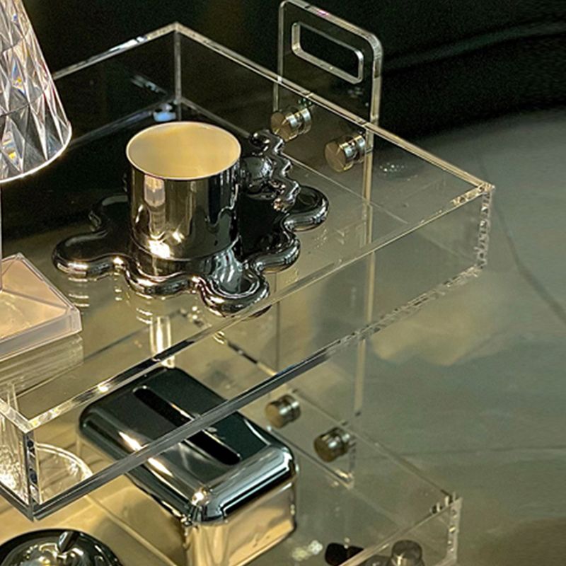 Ultra-Modern Plastic Rectangular End Table Double Tier Corner Table with Storage Clearhalo 'Coffee & Accent Tables' 'End & Side Tables' 'end_side_tables' 'furn' 'furn_end_side_tables' 'Furniture' 'Living Room Furniture' 1200x1200_124d1f9a-894c-429d-9532-adc9a877a06b