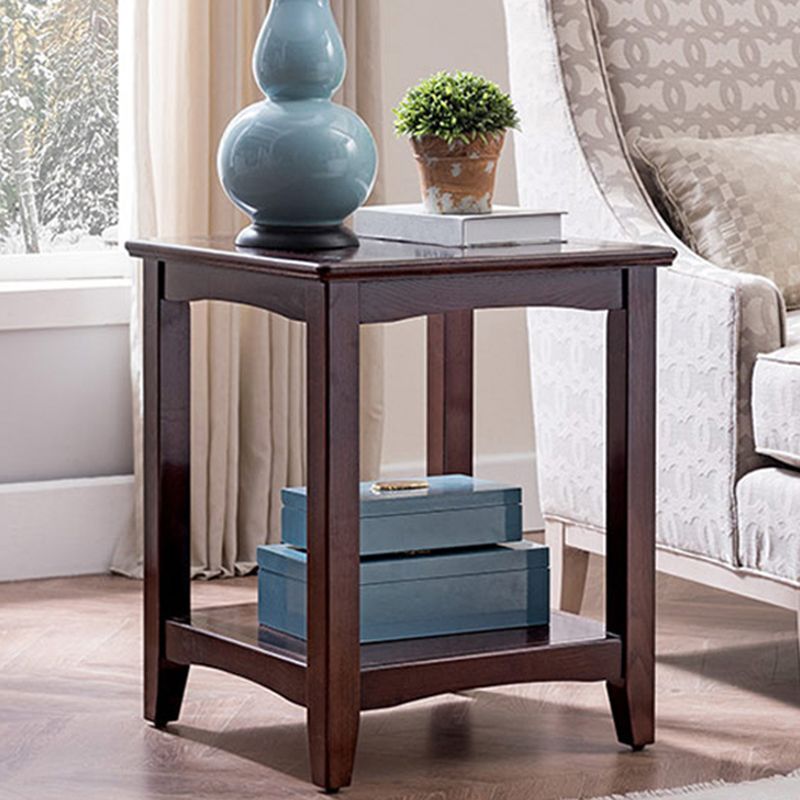 Lving Room Square Wood Top End Table Double Tier 4 Legs Side Table Clearhalo 'Coffee & Accent Tables' 'End & Side Tables' 'end_side_tables' 'furn' 'furn_end_side_tables' 'Furniture' 'Living Room Furniture' 1200x1200_124d5786-f4eb-4be6-ab9b-68c2e5b5aa32