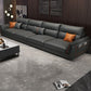Recessed Arm Dark Gray Modern Chaise Faux Leather L-Shape Sofa