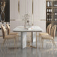 Glam Style Rectangle Table Sintered Stone Table with Metal Legs for Home