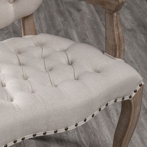 Farmhouse Wood Dining Chair Upholstered Arm Chair with 4 Grey Legs for Dining Room Clearhalo ' kitchen&dining_furn' 'Dining Chairs' 'Dining Tables & Seating' 'dining_chair' 'furn' 'furn_dining_chair' 'Furniture' 'furniture_dining_chair' 'Kitchen & Dining Furniture' 'kitchen' 1200x1200_125267e4-a007-4223-b060-36b383644584