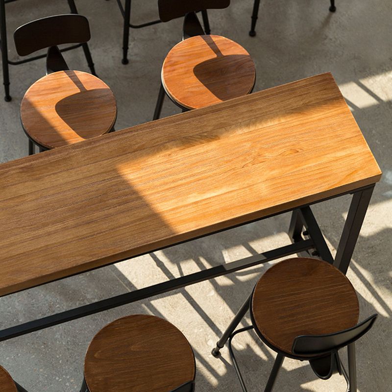Industrial Bar Dining Table Pine Wood Bar Dining Table with Trestle Base in Black Clearhalo 'Bar Furniture' 'Bar Tables' 'bar_tables' 'furn' 'furn_bar_tables' 'Furniture' 'furniture_bar_tables' 'Kitchen & Dining Furniture' 1200x1200_1252d4ef-72e8-4a38-8b3a-c8d8e60b9719