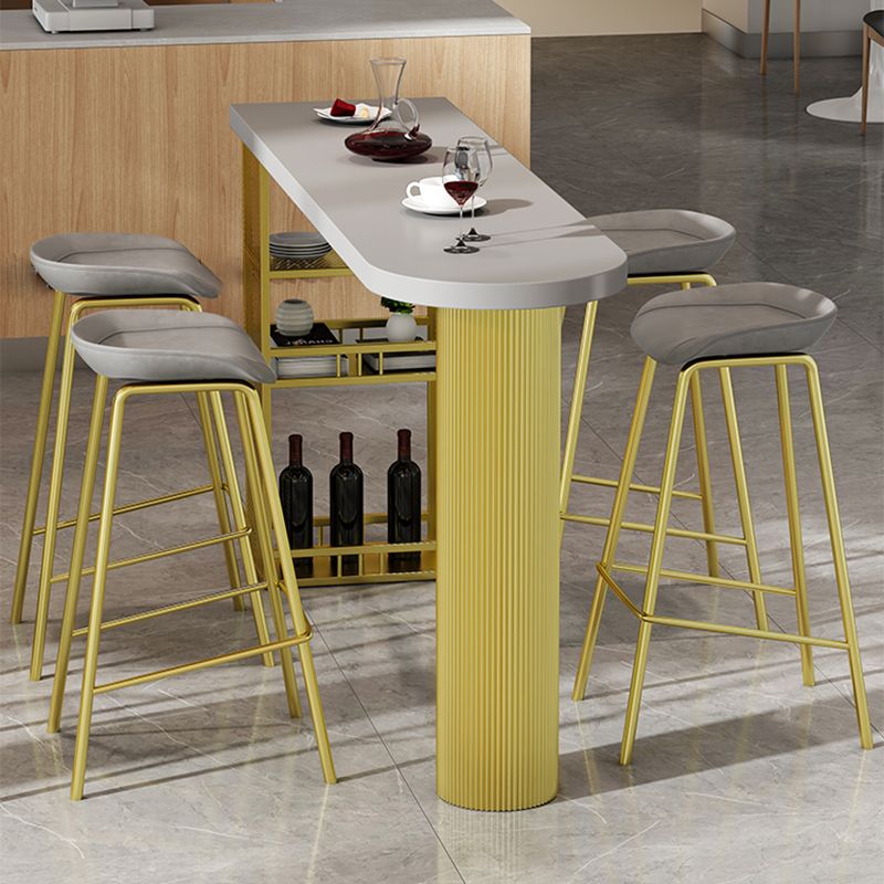 Specialty Wooden Bar Table 3-shelf Bar Height Pub Table with Metal Pedestal Clearhalo 'Bar Furniture' 'Bar Tables' 'bar_tables' 'furn' 'furn_bar_tables' 'Furniture' 'Kitchen & Dining Furniture' 1200x1200_1253fc35-dd2c-43b7-99f0-dd9d8fb2cd08