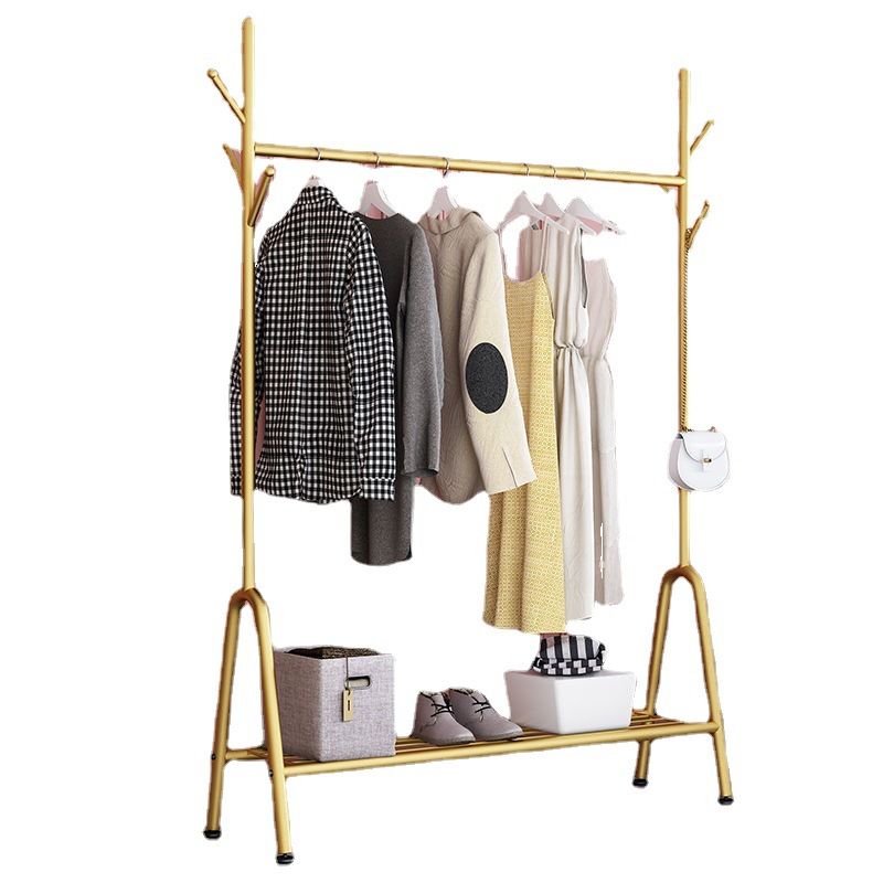 Modern Metal Hall Stand Hanging Rail Lower Shelf and Hooks Entry Hall Tree Clearhalo 'Entry & Mudroom Furniture' 'furn' 'furn_hall_tree_coat_racks' 'Furniture' 'Hall Trees & Coat Racks' 'hall_tree_coat_racks' 1200x1200_12546a38-d184-42c5-ac52-2c598b7255ea
