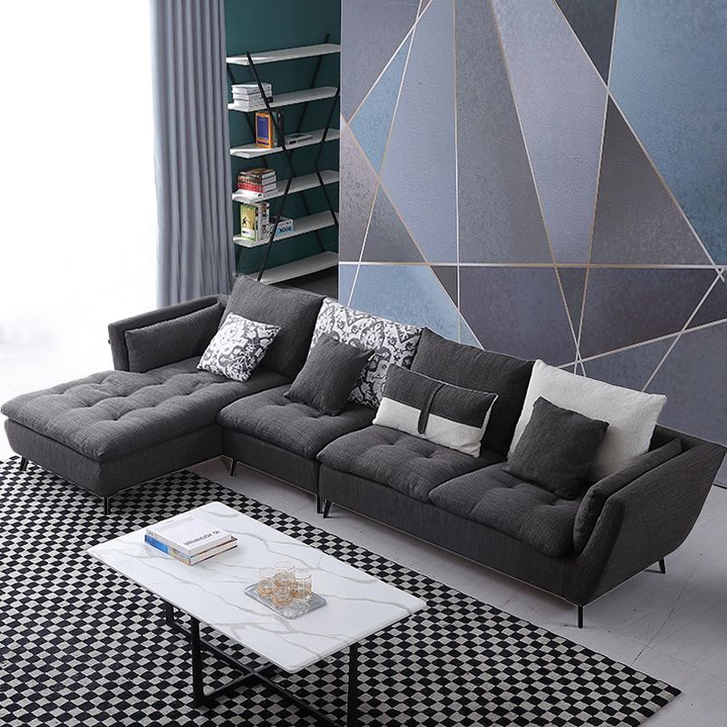 66 "brede moderne sectionele bank vierkante arm grijs getuft sectional