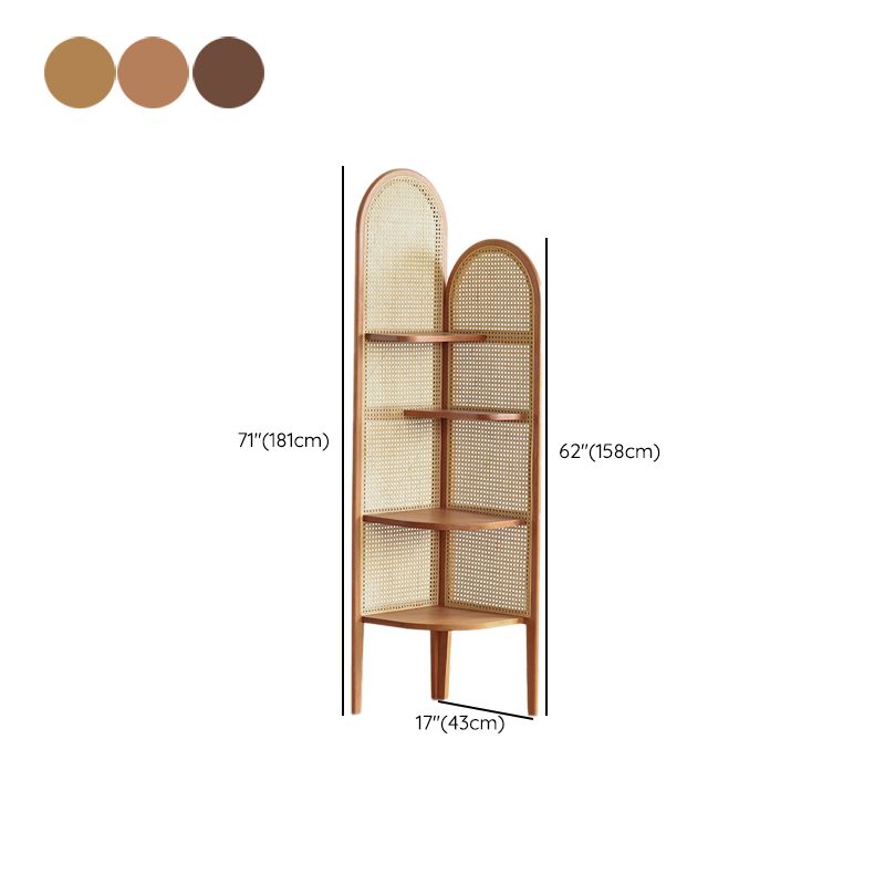 Hoek houten 4-laags plank hedendaagse boekenkast met planken
