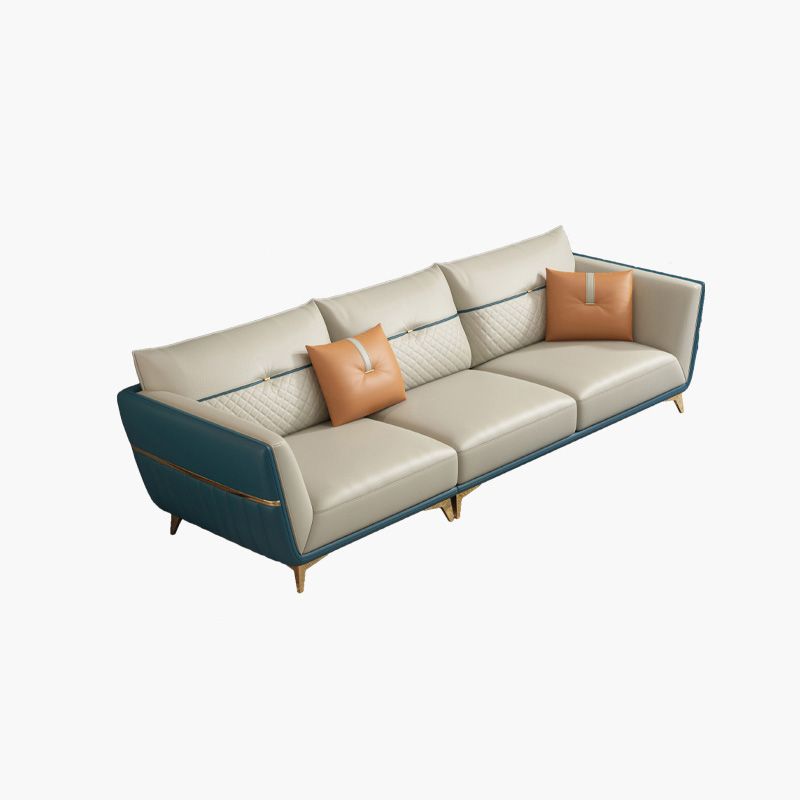 Sofá y chaise de brazo de cuero genuino contemporáneo resistente a las manchas