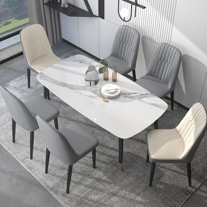 Set di sedie da pranzo in pelle in pelle di PU Set di set di sedie a bracciale