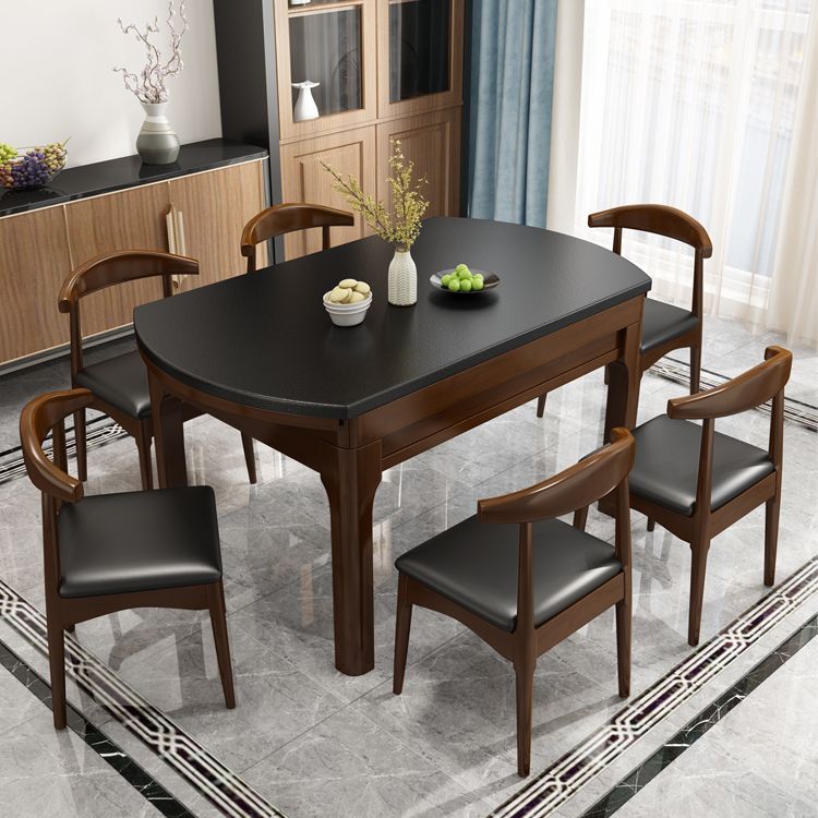 Mesa de comedor de cocina contemporánea, mesa de comedor extensible de madera maciza con 4 patas