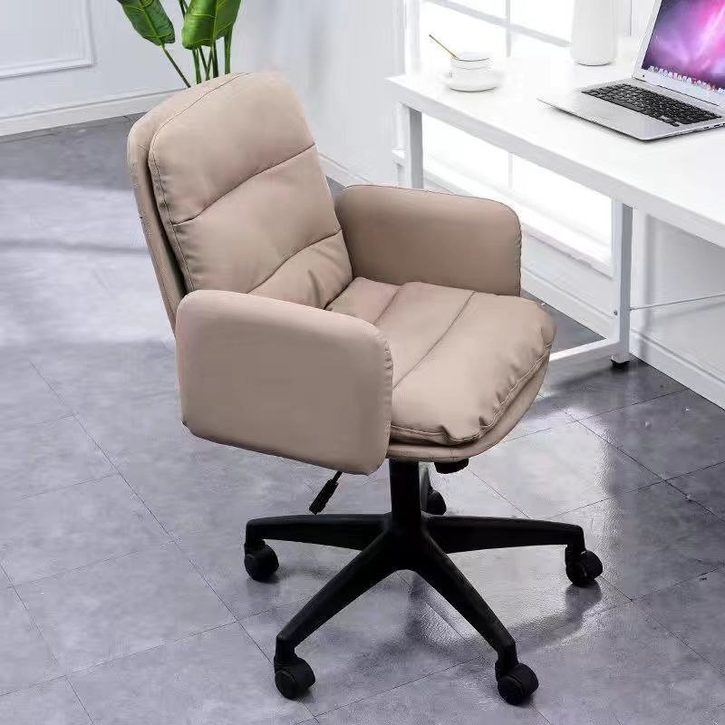 Moderne bureaustoel Zwart Nylon Frame Swivel Computer Desk stoel met gewatteerde armen